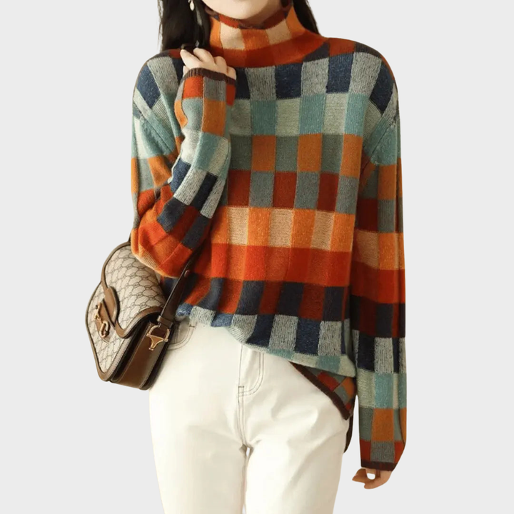 Kimberly | High neck jumper with patchwork pattern