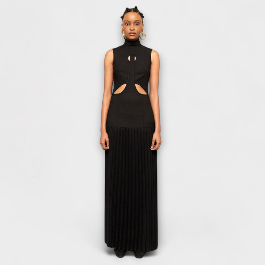 Kristen - Maxi Dress with Pleat and Keyhole Cut-Out
