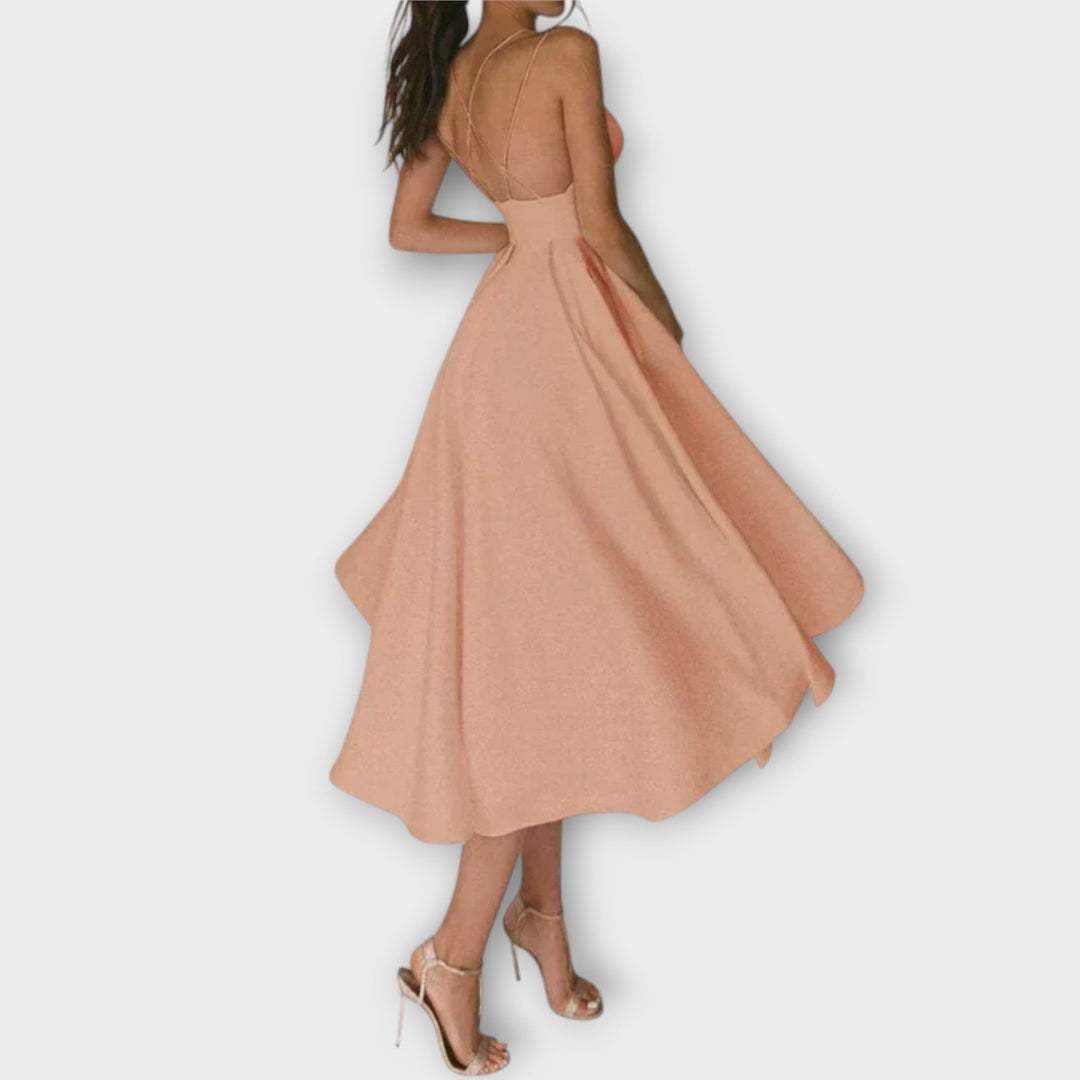 Ailana - Women's Dress with Deep V-Neck