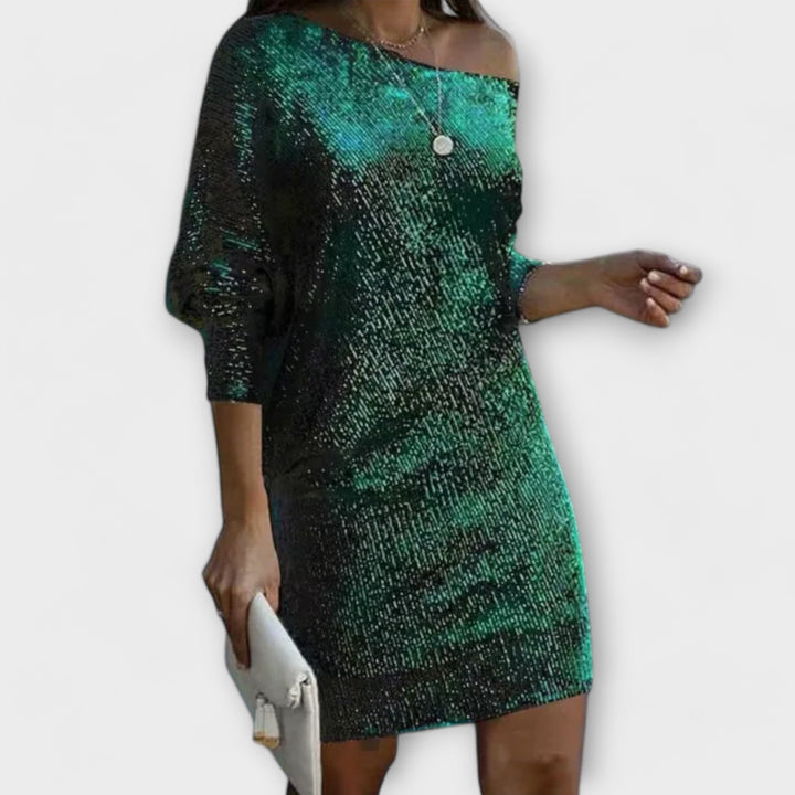 Party Dress with Sequins and Contrast