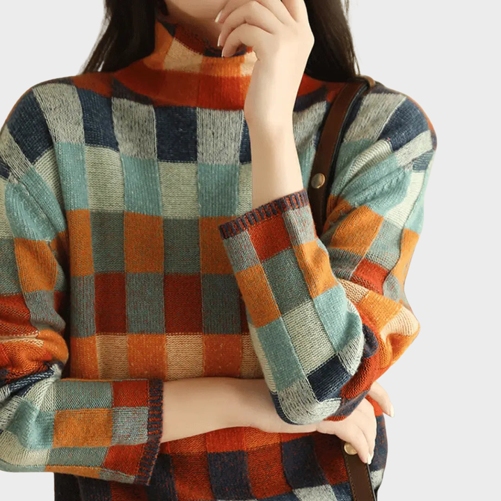 Kimberly | High neck jumper with patchwork pattern