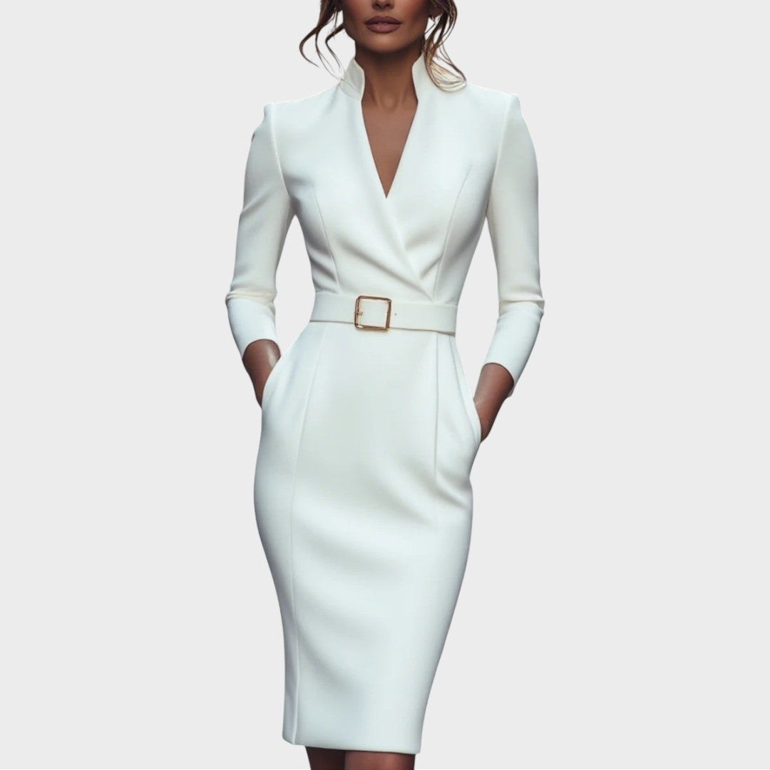 Jana | Elegant Black Shift Dress with Belt