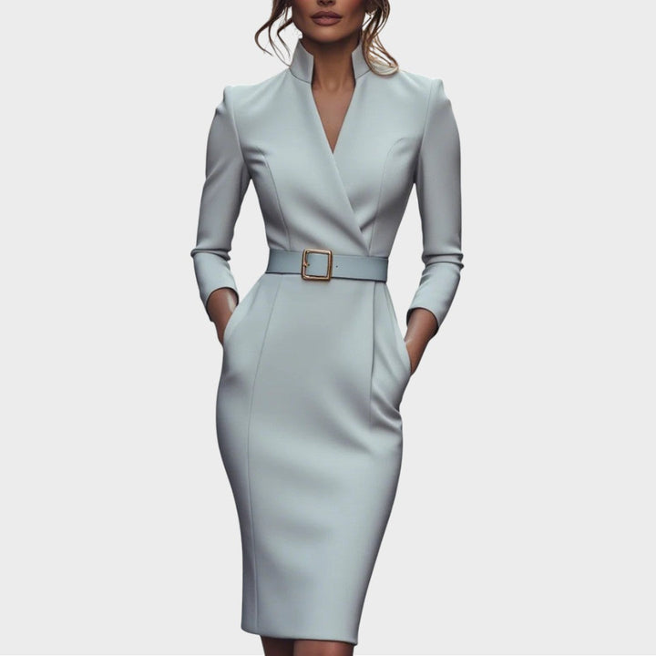 Jana | Elegant Black Shift Dress with Belt