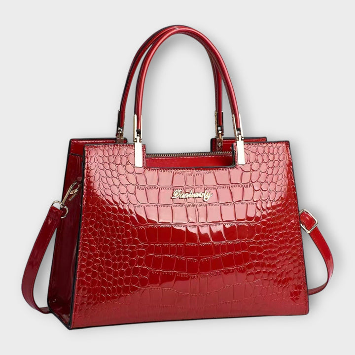 Léora. - Glossy Handbag with Crocodile Leather Pattern