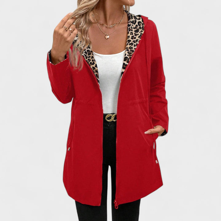 Evie | Reversible hooded jacket with leopard print
