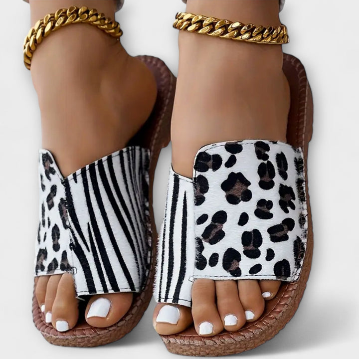 Chic Two-Tone Sliders with Leopard Print