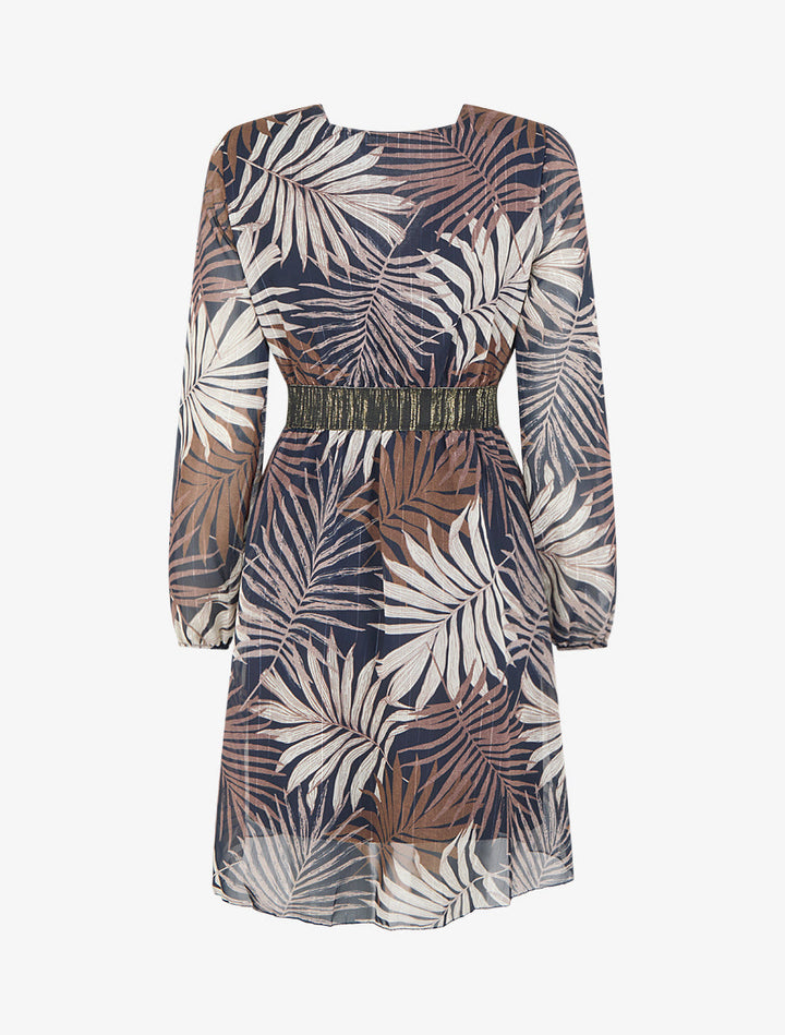 Mid-length iridescent wrap dress - Navy