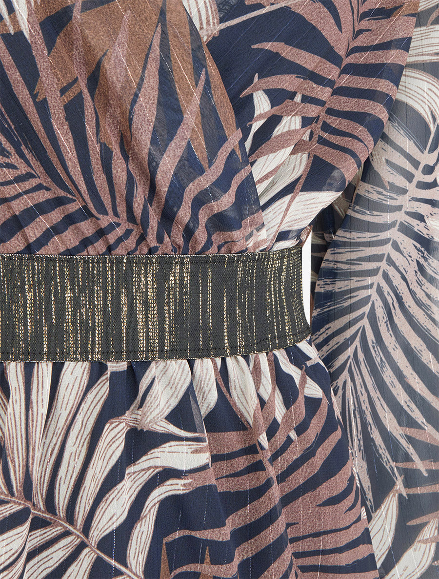 Mid-length iridescent wrap dress - Navy