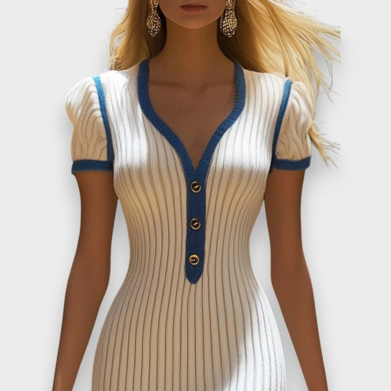 Elena I Elegant Midi Dress with Fish Tail