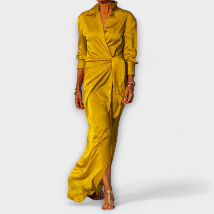 Elegant Dress with Belt and Long Sleeves