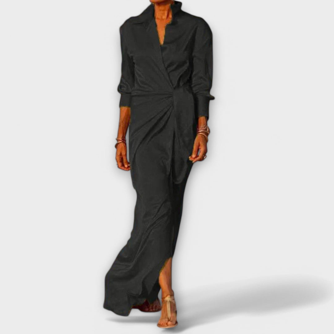 Elegant Dress with Belt and Long Sleeves