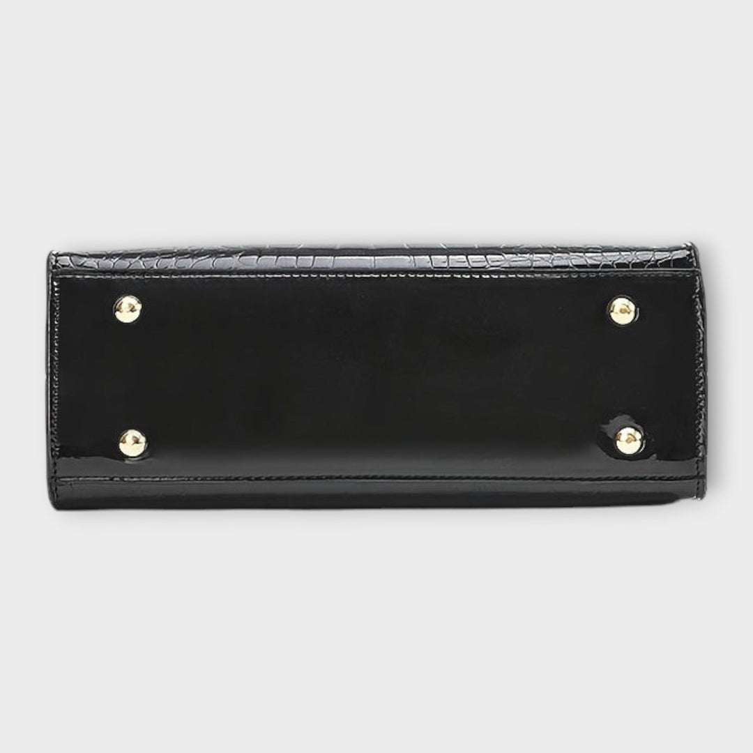Léora. - Glossy Handbag with Crocodile Leather Pattern