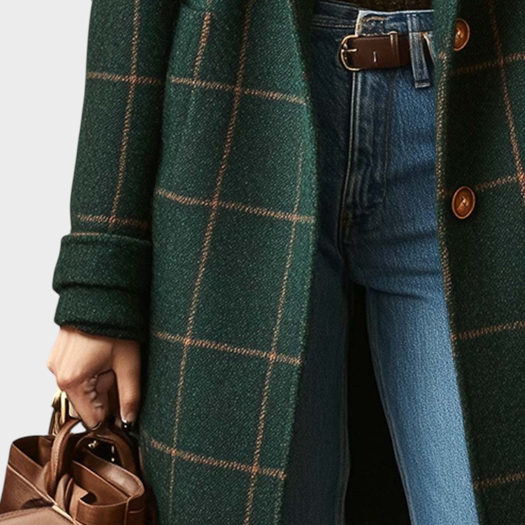 Ruby | Retro Lapel Plaid Tweed Coat