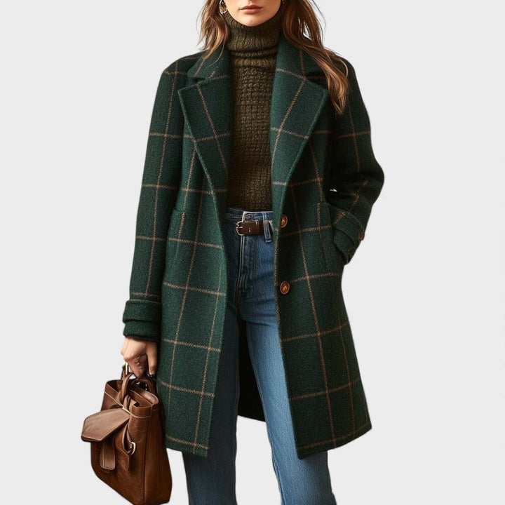 Ruby | Retro Lapel Plaid Tweed Coat