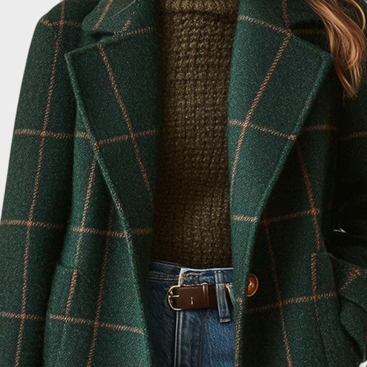 Ruby | Retro Lapel Plaid Tweed Coat