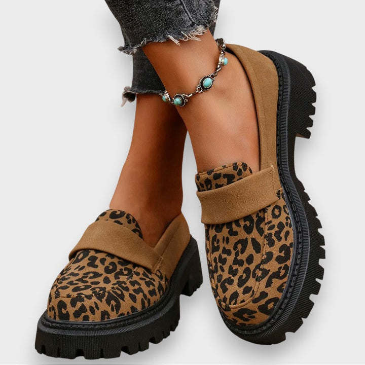Jasmine | Platform Patent Leather Boots in Leopard Print
