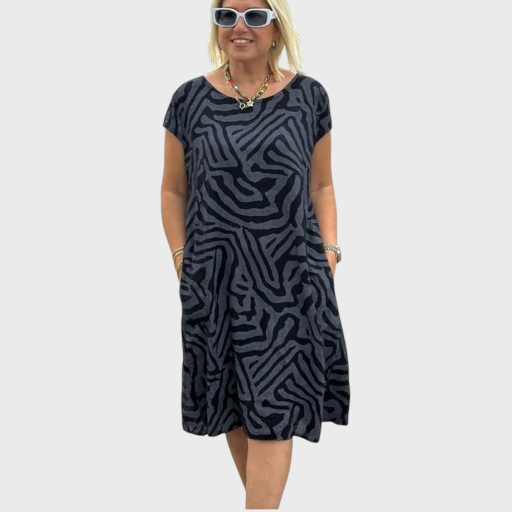 Giselle | Summer Dress with Round Neckline and Beautiful Print